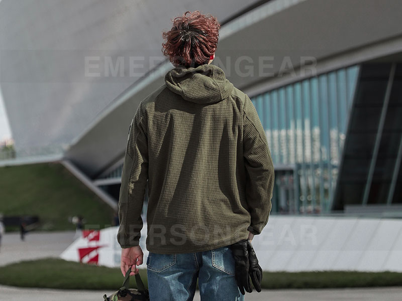 Veste à capuche tactique d'extérieur en polaire à carreaux de maïs Emersongear 'Dogue'