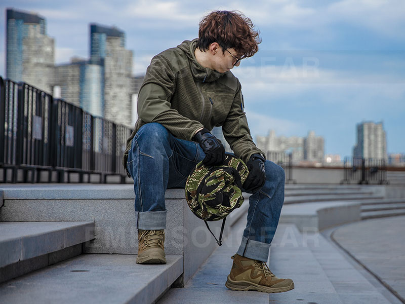 Veste à capuche tactique d'extérieur en polaire à carreaux de maïs Emersongear 'Dogue'