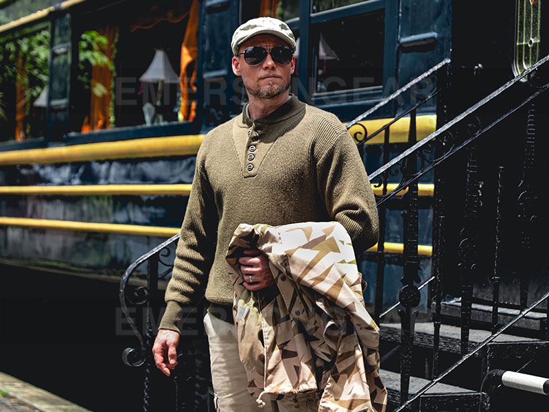 Emersongear Style rétro chaud travail pull à col haut 'Snow Fox'