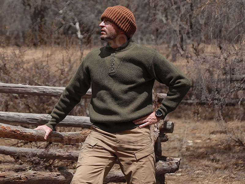 Emersongear Style rétro chaud travail pull à col haut 'Snow Fox'