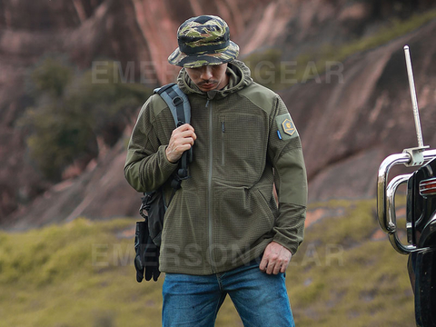 Veste à capuche tactique d'extérieur en polaire à carreaux de maïs Emersongear 'Dogue'