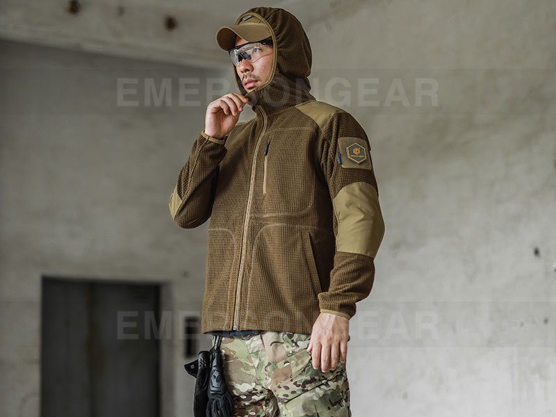 Veste à capuche tactique d'extérieur en polaire à carreaux de maïs Emersongear 'Dogue'